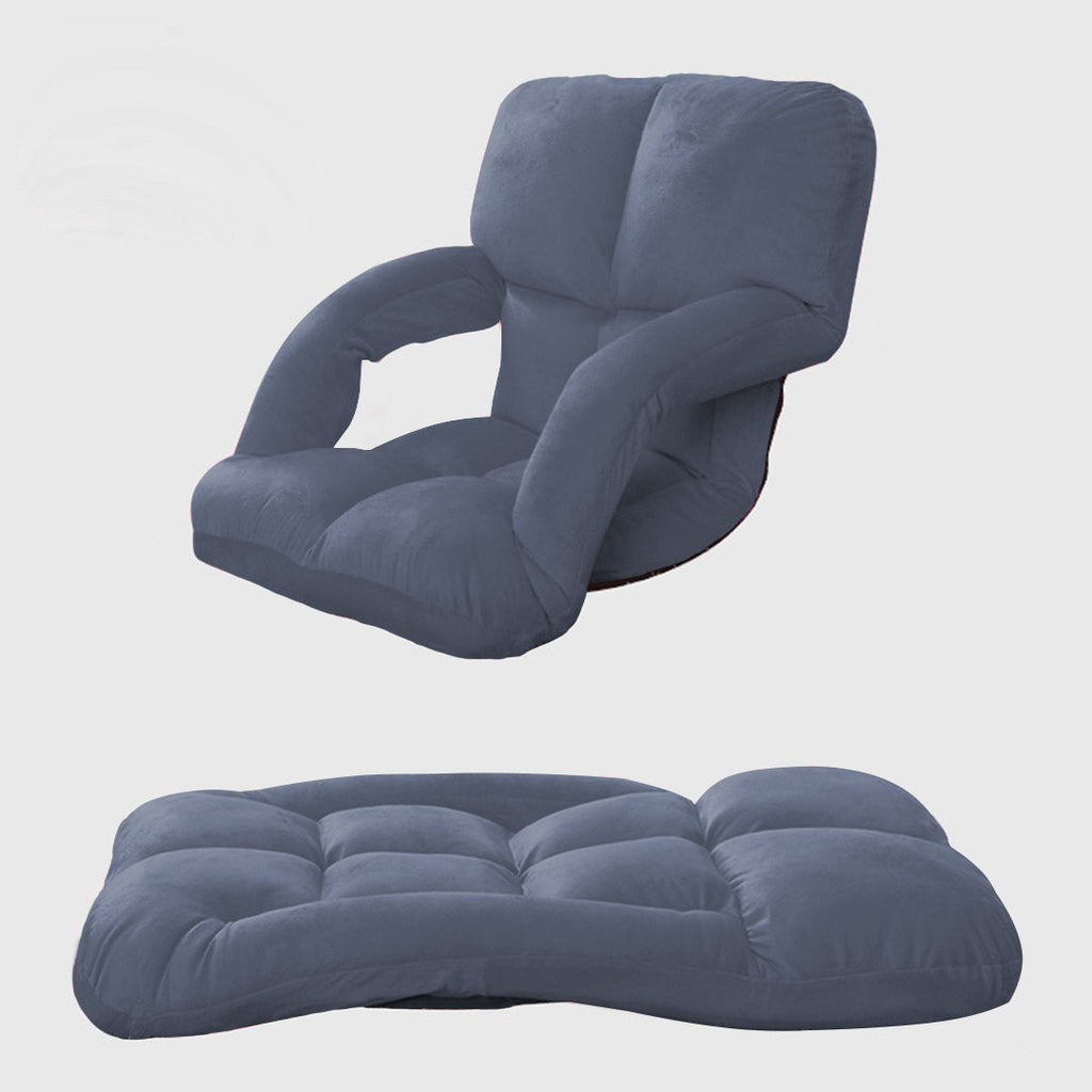 NNEAGS 4X Foldable Lounge Cushion Adjustable Floor Lazy Recliner Chair with Armrest Grey
