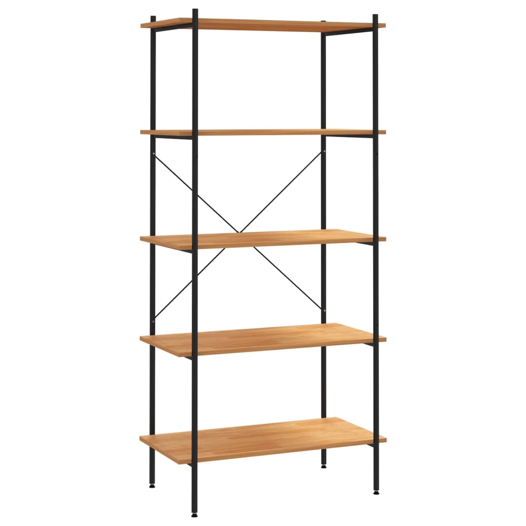 NNEVL 5-Tier Shelving Unit Black and Oak 80x40x163 cm