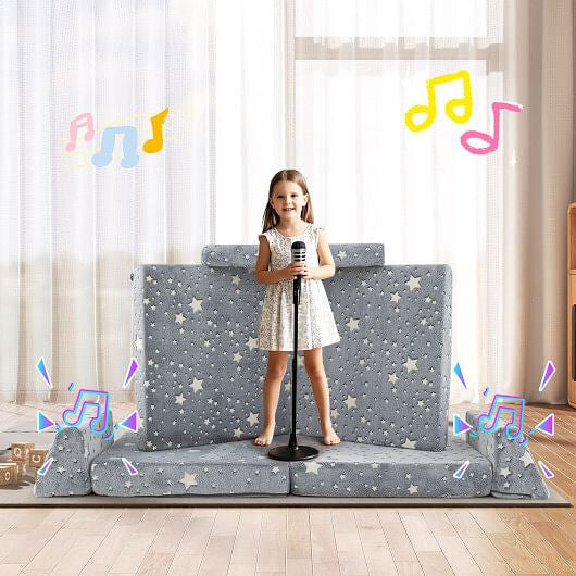 8 Pieces Modular Kids Play Couch Glow in the Dark Toddler Sectional Sofa-Multicolor